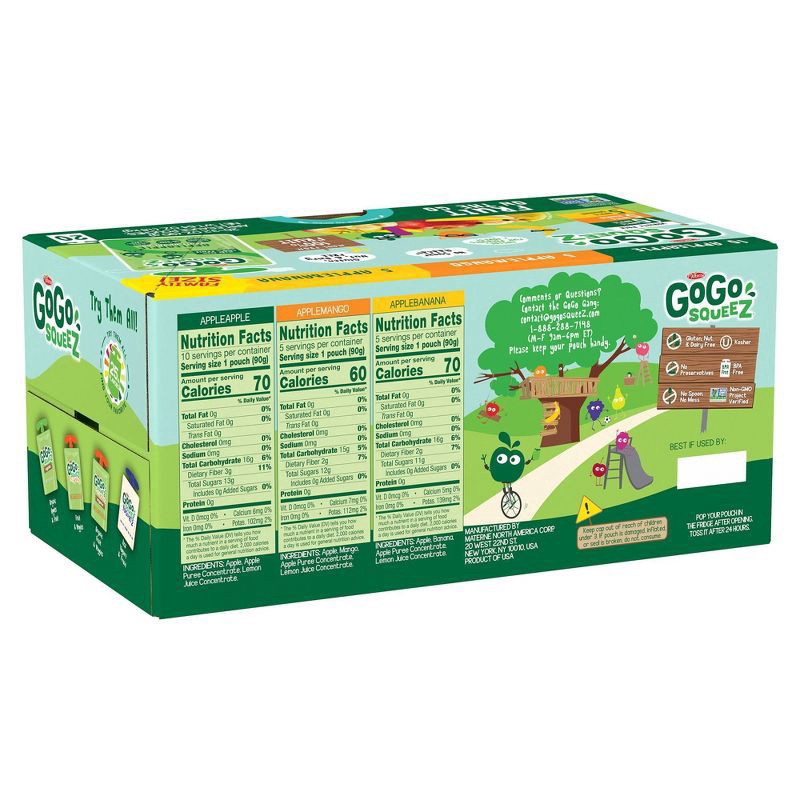 slide 6 of 7, GoGo squeeZ Fruit on the Go Applesauce Family Size 20 - 3.2 oz Pouches, 20 ct