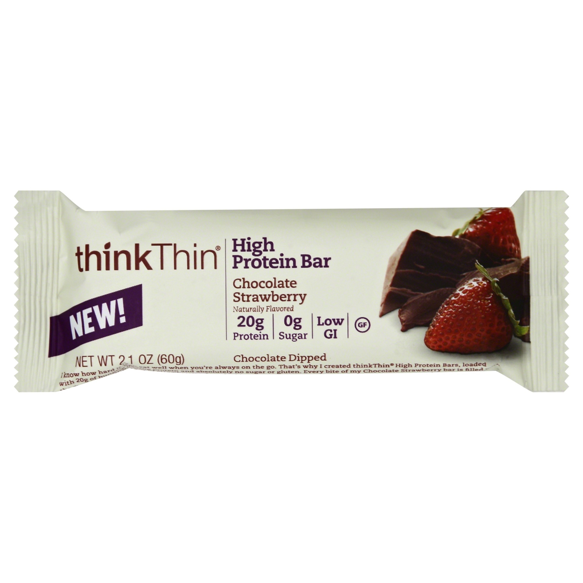 slide 1 of 1, thinkThin Chocolate Strawberry Protein Bar, 2.1 oz