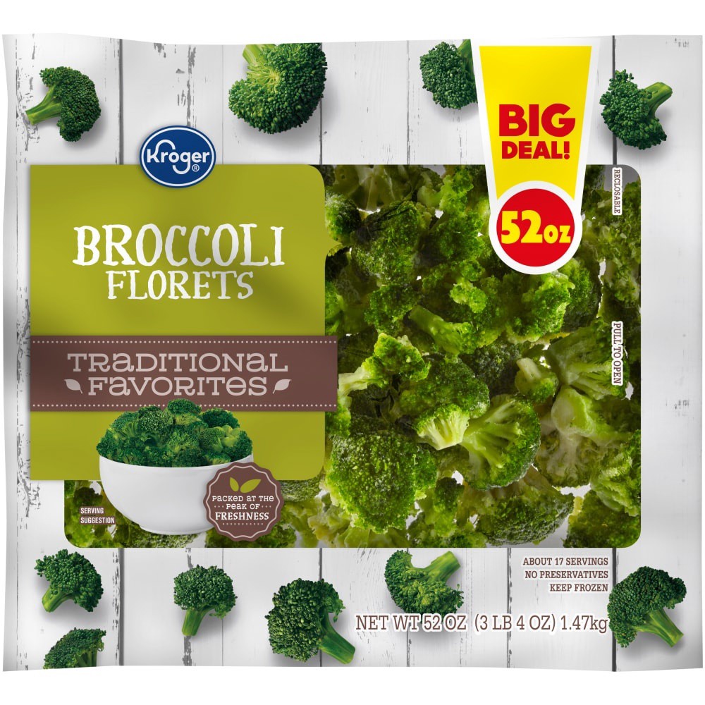 slide 1 of 1, Kroger Traditional Favorites Broccoli Florets, 52 oz