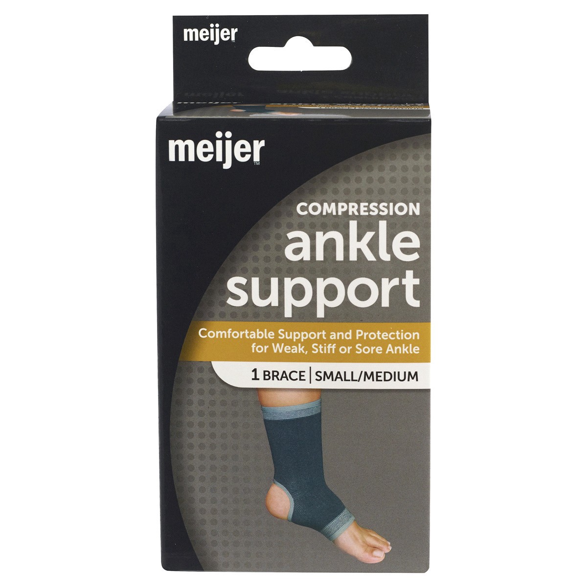 slide 1 of 5, Meijer Compression Elastic Support Ankle Brace, Small/Medium, 1 ct