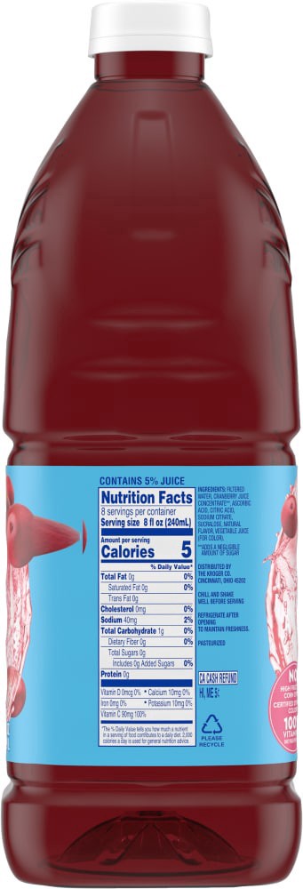 slide 1 of 3, Kroger Naturally Flavored Zero Sugar Cranberry Juice Cocktail - 64 fl oz, 64 fl oz