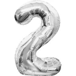 Shape Number 2 Silver Air-Filled Balloon