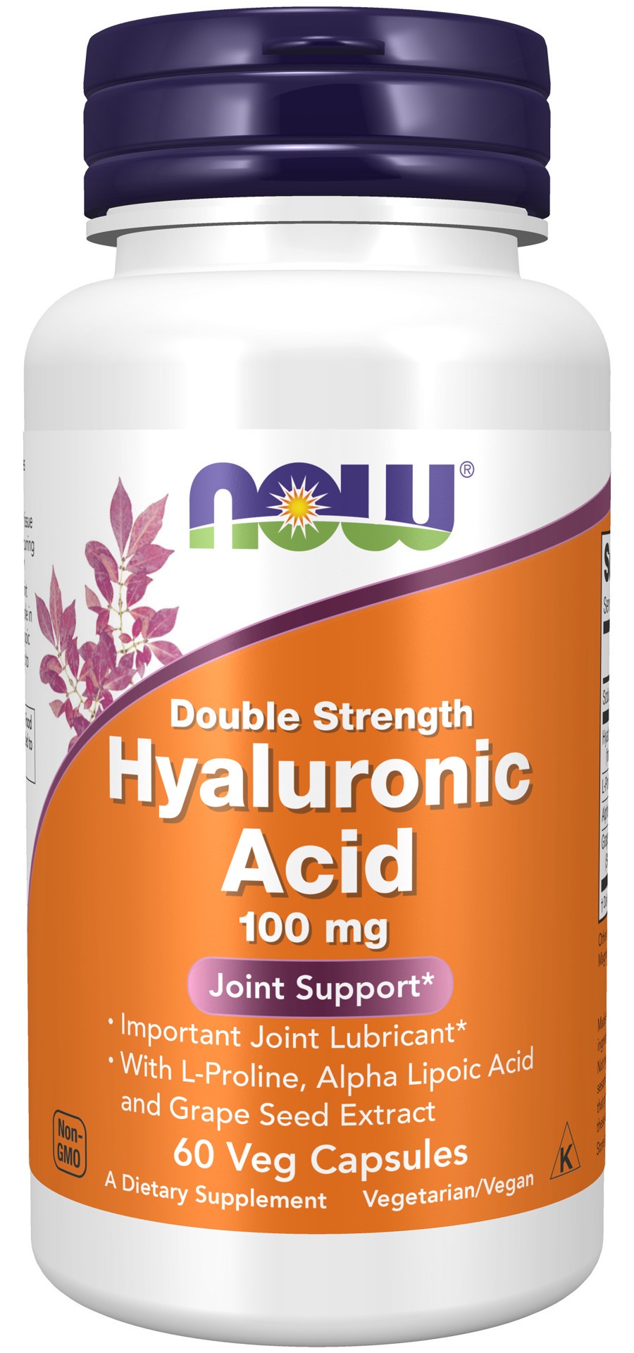 slide 1 of 4, NOW Supplements Hyaluronic Acid, Double Strength 100 mg - 60 Veg Capsules, 60 ct