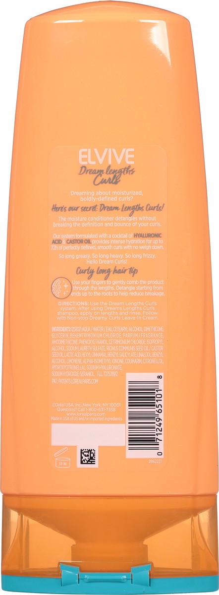 slide 5 of 9, L'Oréal L'Oreal Paris Elvive Dream Lengths Curls Moisture Conditioner, Paraben-Free, 12.6 fl oz