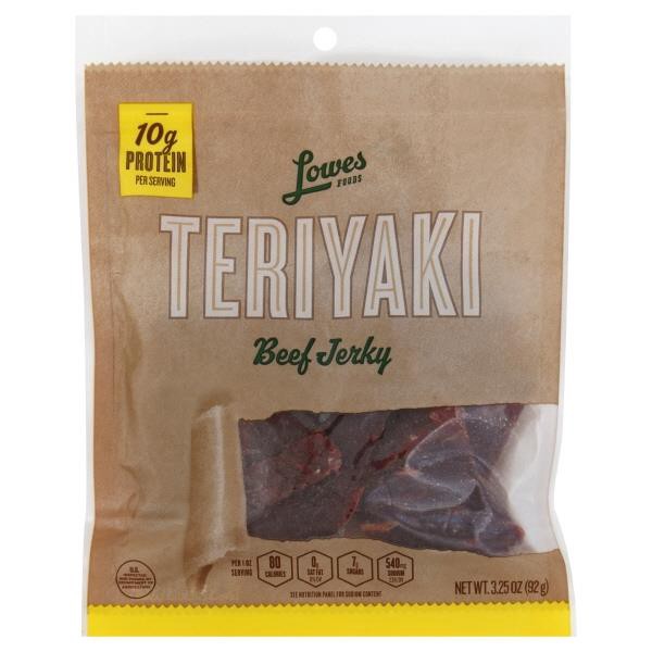 slide 1 of 1, Lowes Foods Beef Jerky Teriyaki, 3.25 oz