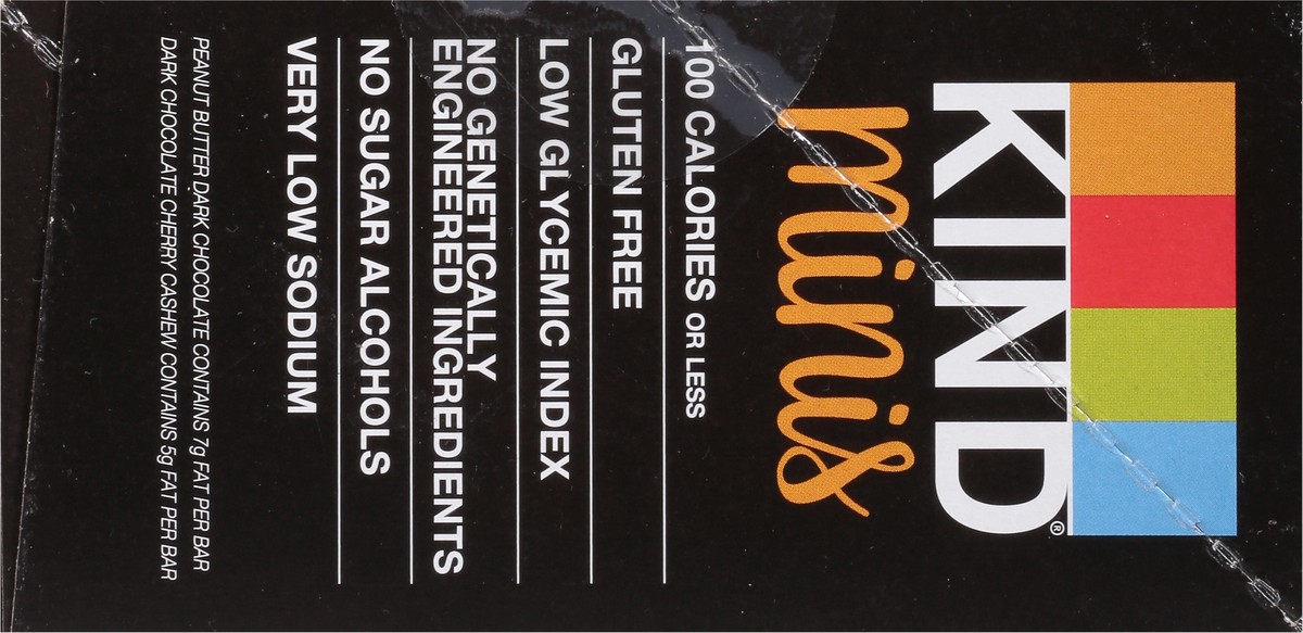 slide 7 of 12, KIND Minis Nut Bars, Peanut Butter Dark Chocolate & Dark Chocolate Cherry Cashew, 0.7 oz, 20 Count, 20 ct