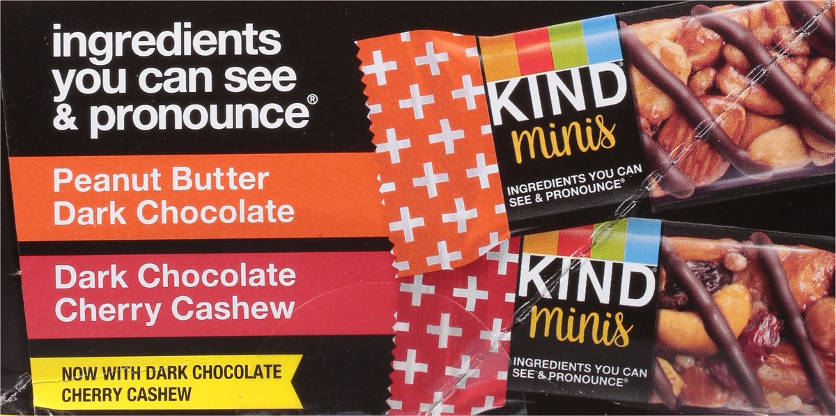 slide 8 of 12, KIND Minis Nut Bars, Peanut Butter Dark Chocolate & Dark Chocolate Cherry Cashew, 0.7 oz, 20 Count, 20 ct