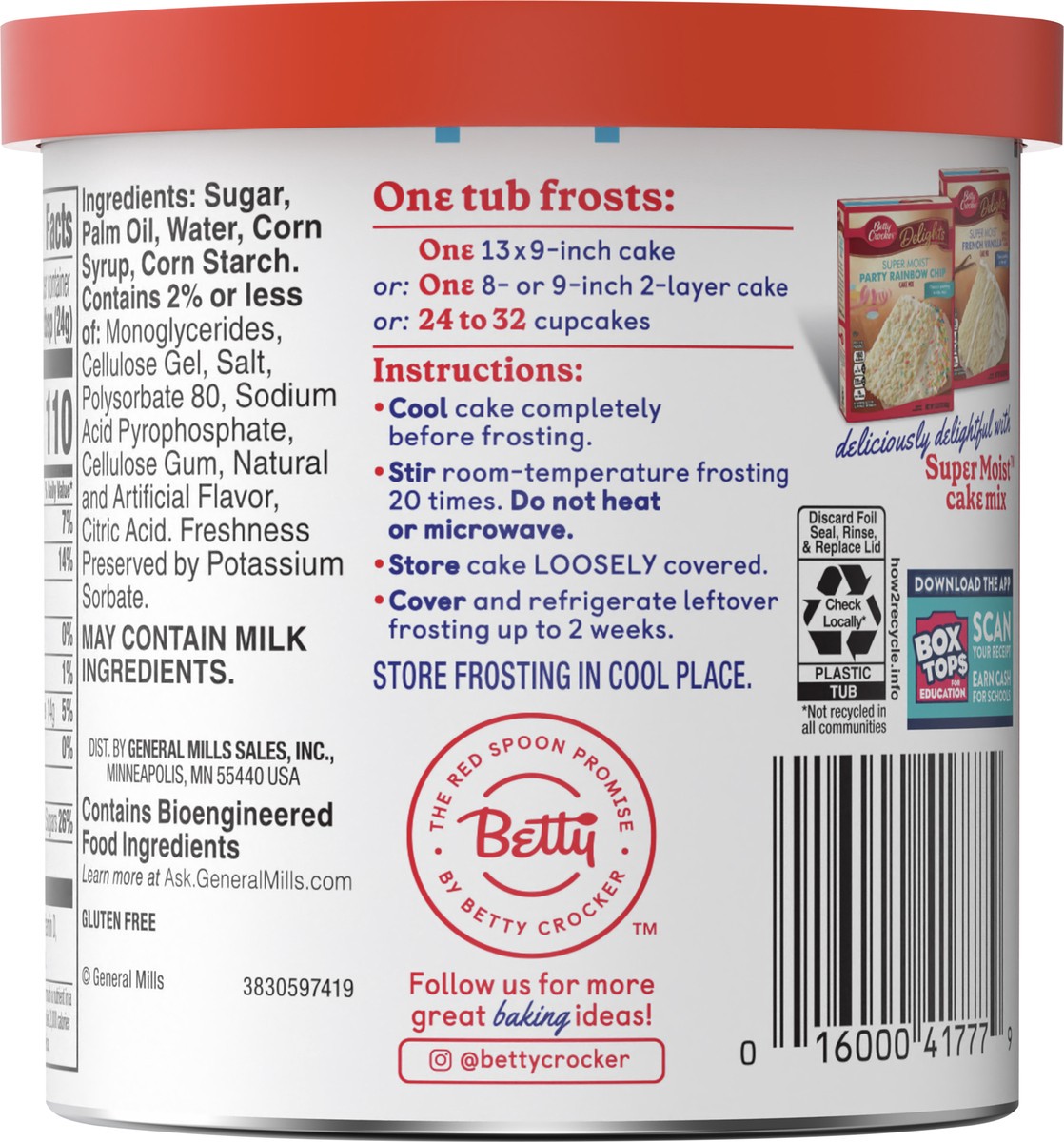 slide 5 of 9, Betty Crocker Gluten Free Whipped Cream Frosting, 12 oz., 12 oz