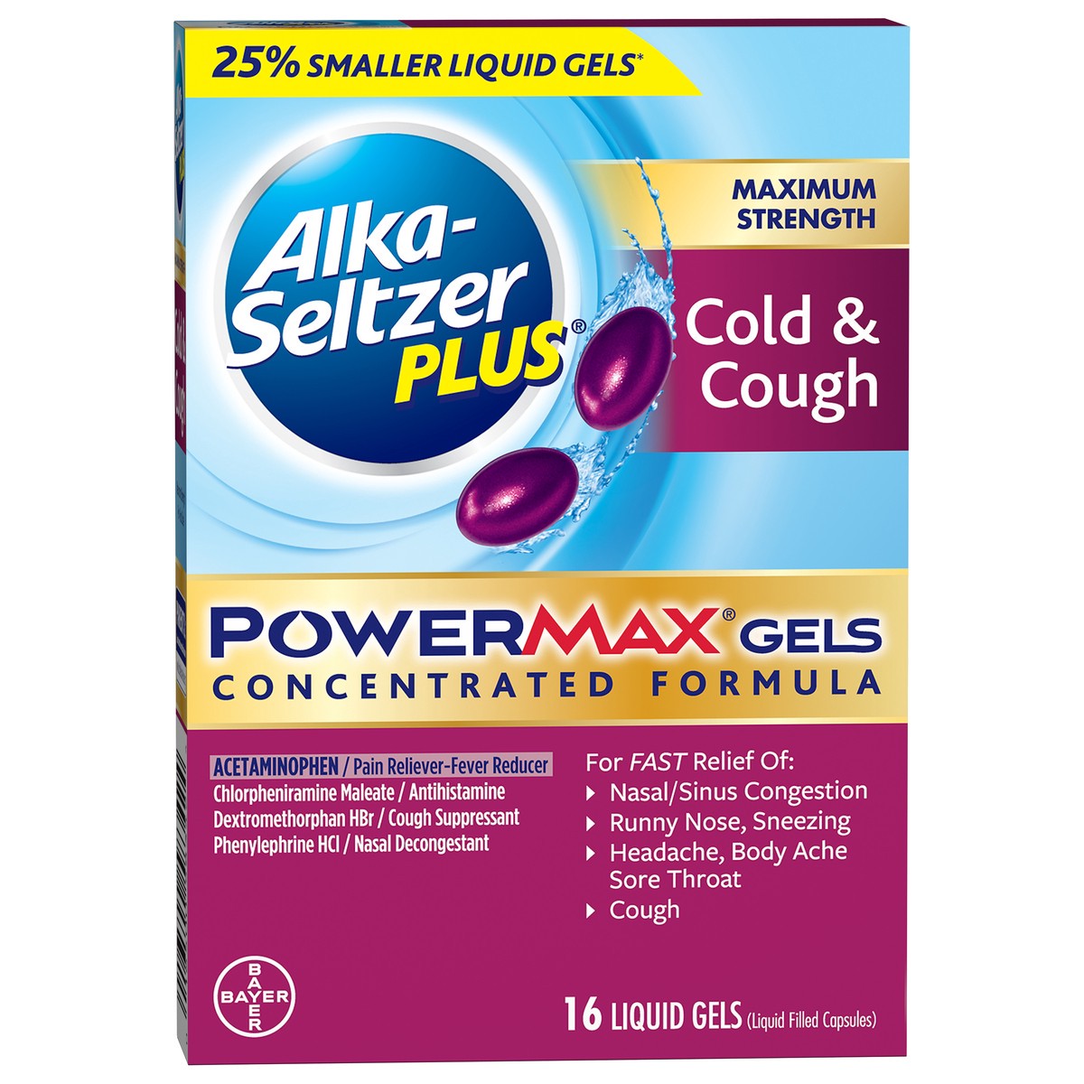 slide 2 of 8, Alka-Seltzer Powermax Cold Cough Gel, 16 ct