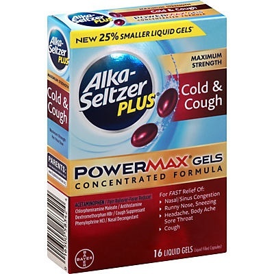 slide 1 of 1, Alka-Seltzer Plus Powermax Cold & Cough Gelcaps, 16 ct