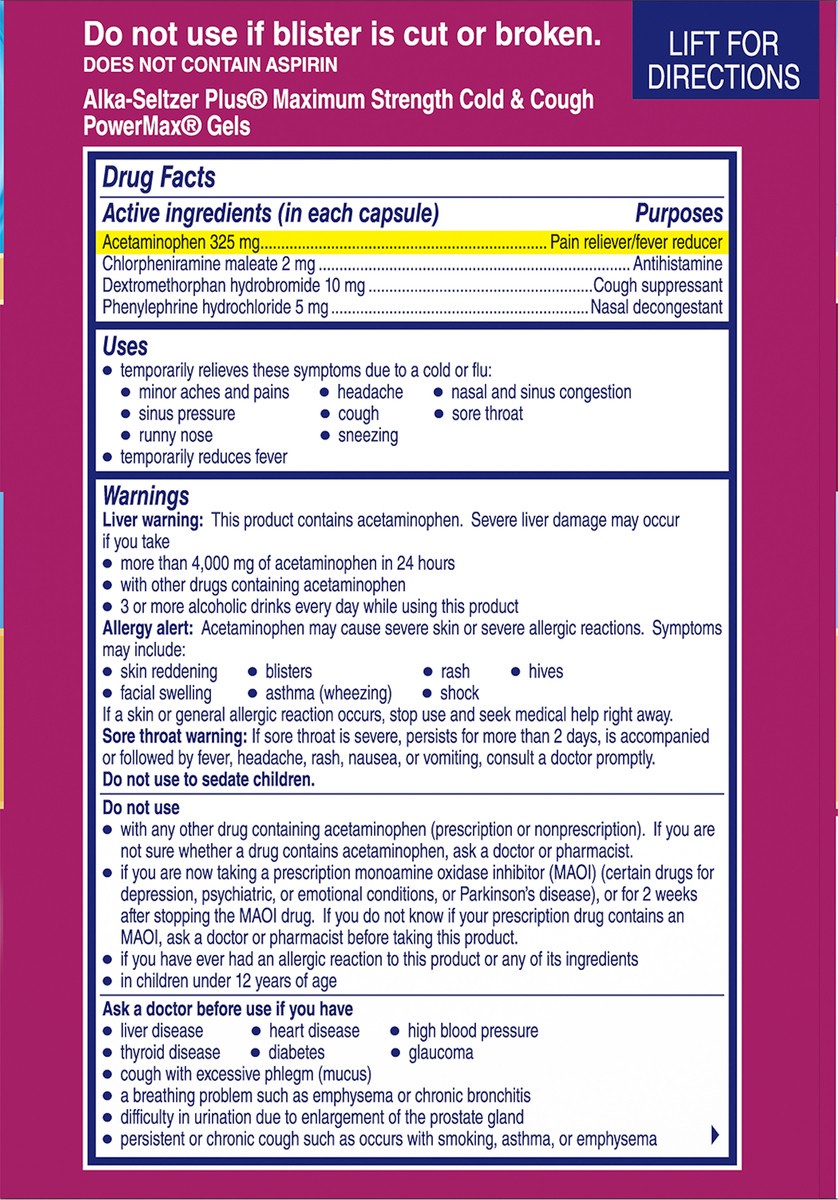 slide 4 of 8, Alka-Seltzer Powermax Cold Cough Gel, 16 ct