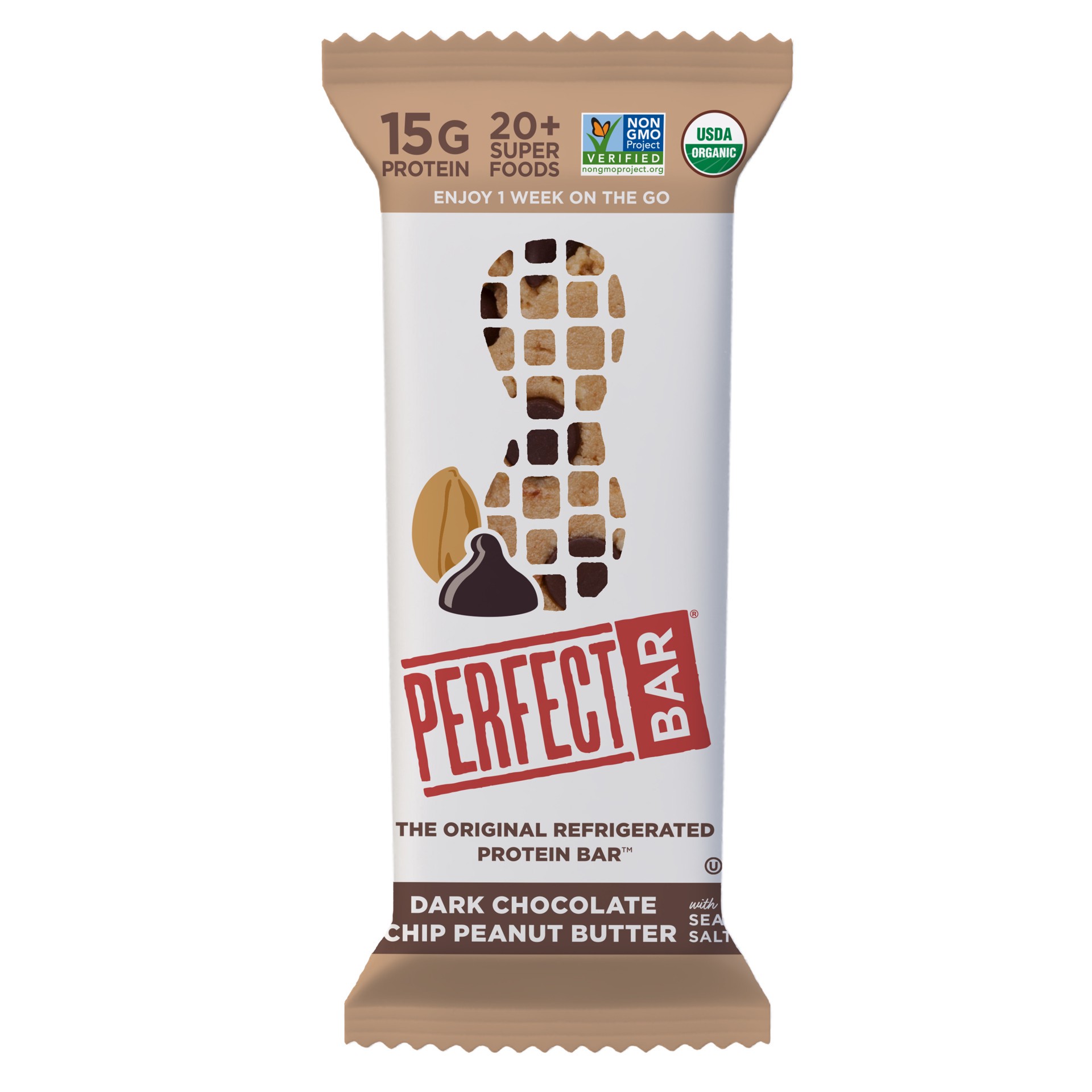 slide 1 of 9, Perfect Bar Gluten-Free Dark Chocolate Chip Peanut Butter Refrigerated Protein Bar, 2.3 oz, 2.3 oz