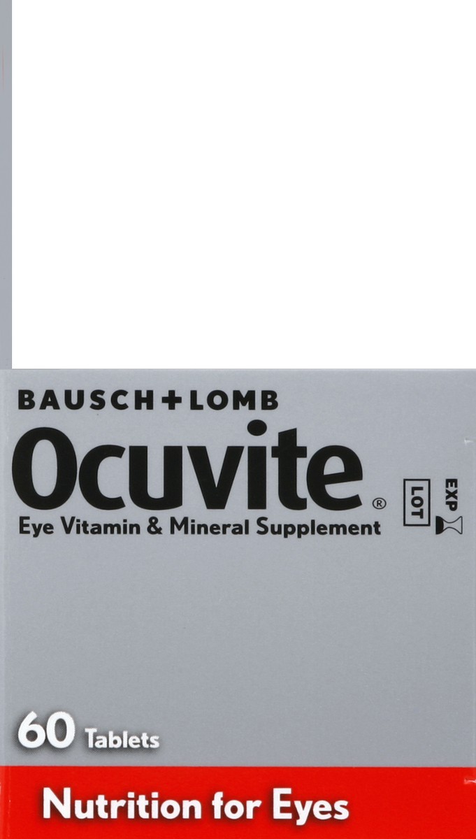 slide 2 of 5, Ocuvite Eye Vitamin & Mineral Supplement, Contains Zinc, Vitamins A, C, E, & Lutein, 60 Tablets, From Bausch + Lomb, 60 ct