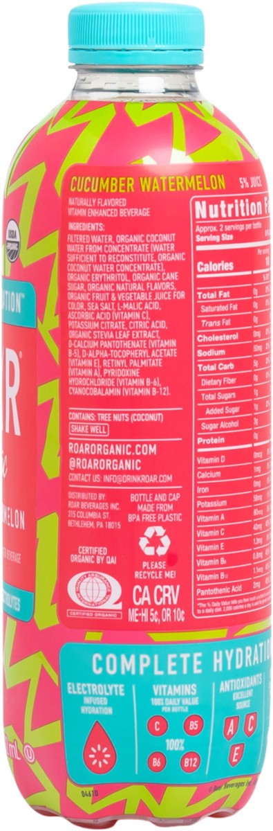 slide 10 of 11, ROAR Roar Organic Cucumber Watermelon Hydration Beverage, 18 fl oz