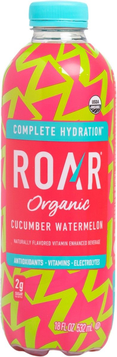 slide 1 of 11, ROAR Roar Organic Cucumber Watermelon Hydration Beverage - 18 fl oz, 18 fl oz