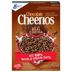 Cheerios Chocolate Cheerios, Heart Healthy Gluten Free Breakfast Cereal, Made with Whole Grain Oats, 11 oz