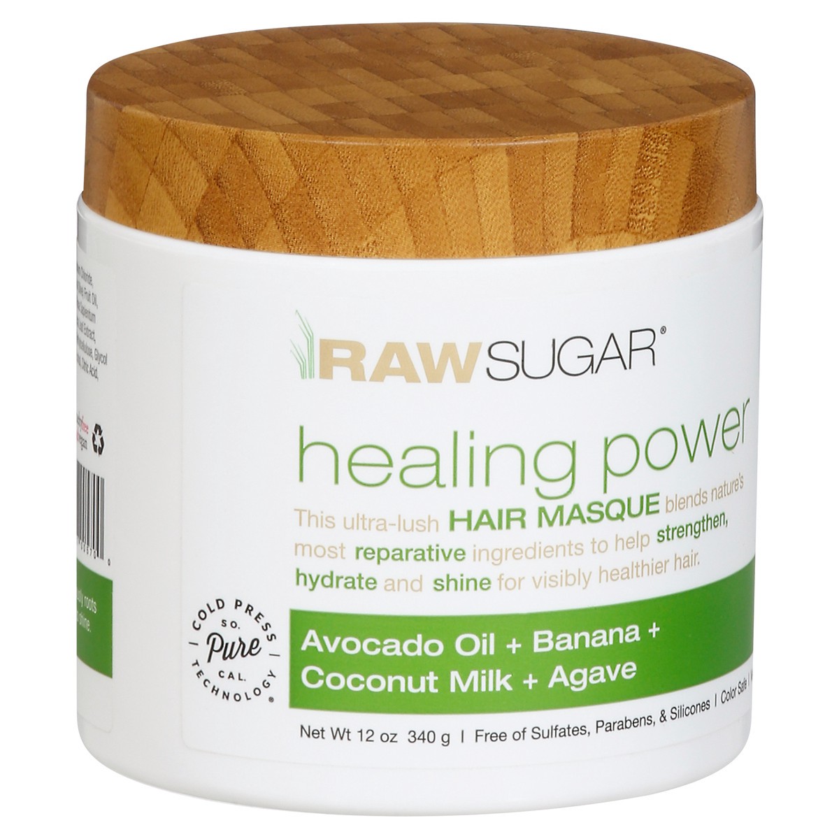 slide 10 of 11, Raw Sugar Healing Power Avocado Oil + Banana + Coconut Milk + Agave Hair Masque 12 oz, 12 oz