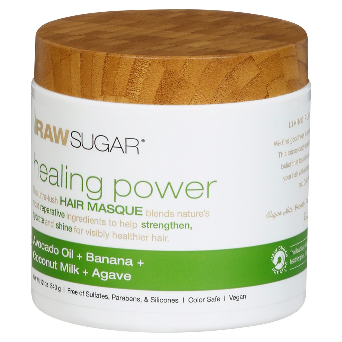 slide 11 of 11, Raw Sugar Healing Power Avocado Oil + Banana + Coconut Milk + Agave Hair Masque 12 oz, 12 oz