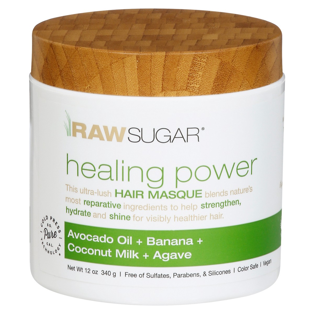 slide 1 of 11, Raw Sugar Healing Power Avocado Oil + Banana + Coconut Milk + Agave Hair Masque 12 oz, 12 oz