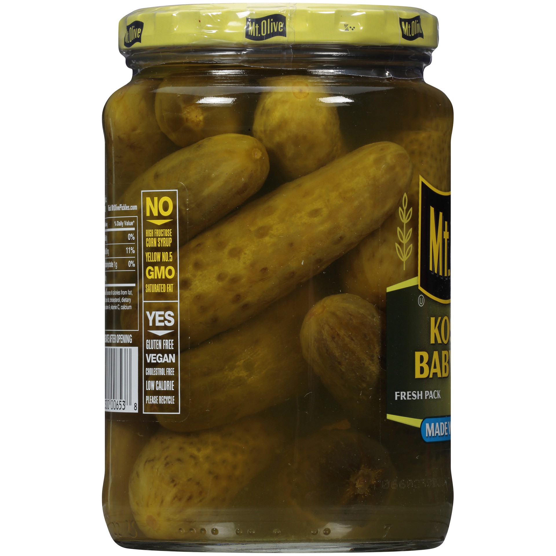 slide 3 of 6, Mt. Olive Kosher Baby Dill Pickles With Sea Salt, 24 fl oz