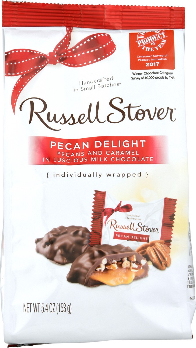 slide 4 of 12, RUSSELL STOVER Milk Chocolate Pecan Delights, 5.4 oz. bag (˜ 9 pieces), 5.4 oz