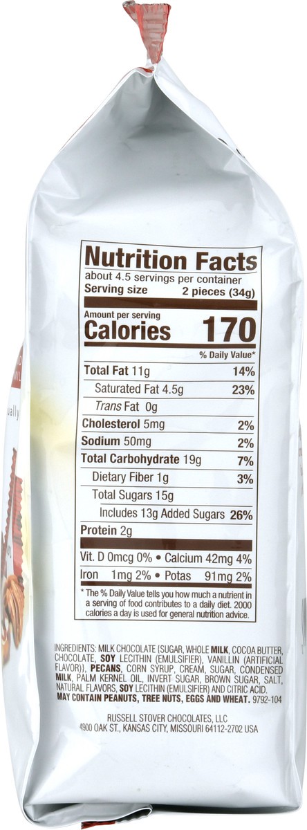 slide 9 of 12, RUSSELL STOVER Milk Chocolate Pecan Delights, 5.4 oz. bag (˜ 9 pieces), 5.4 oz