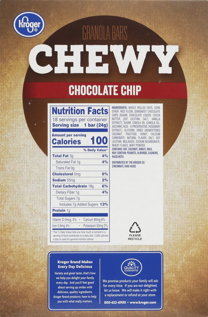 slide 3 of 11, Kroger Chewy Chocolate Chip Granola Bars, 18 ct; 0.84 oz
