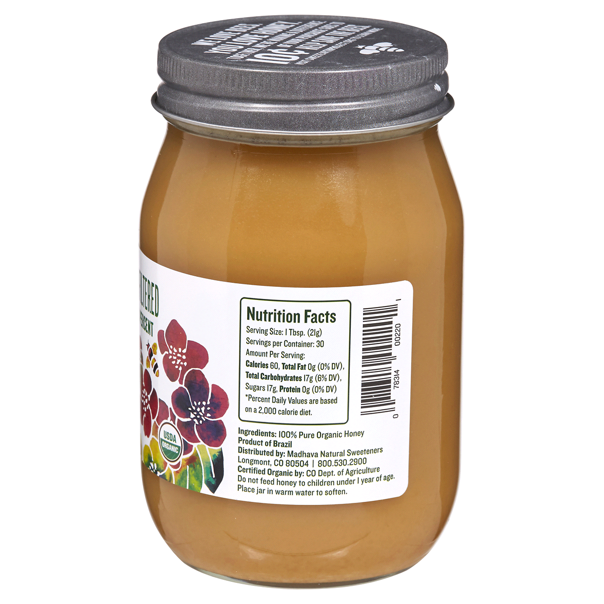 slide 2 of 2, Madhava Organic Very Raw Honey Unfiltered, 22 oz