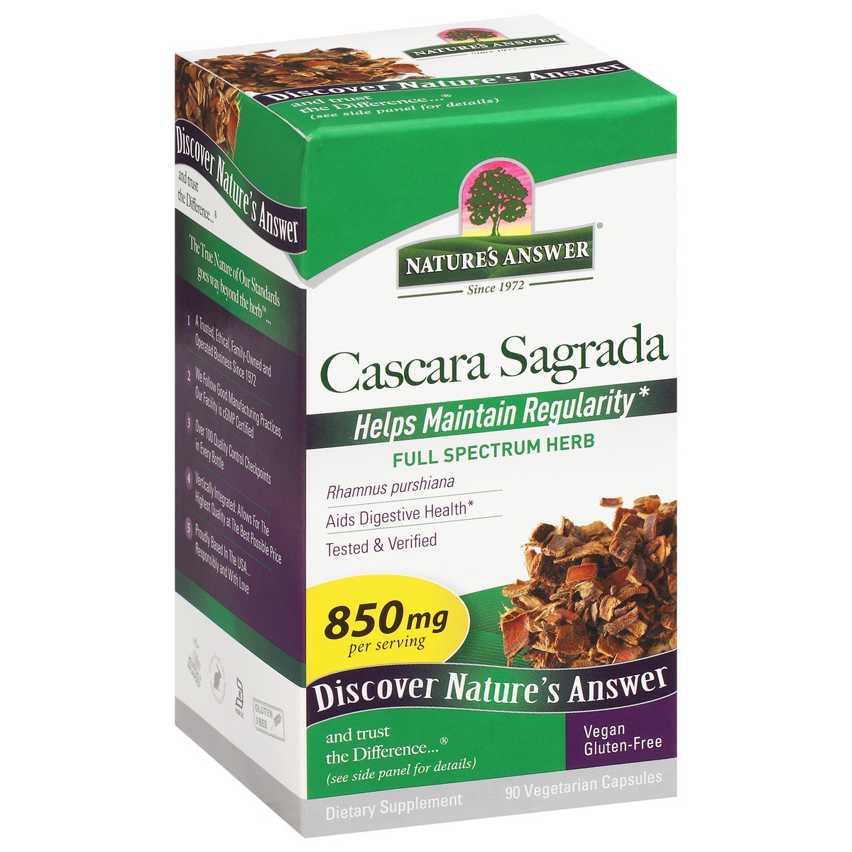 slide 2 of 9, Nature's Answer Cascara Sagrada Bark Vegetarian Capsules, 90 ct