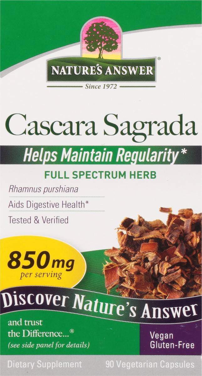 slide 6 of 9, Nature's Answer Cascara Sagrada Bark Vegetarian Capsules, 90 ct