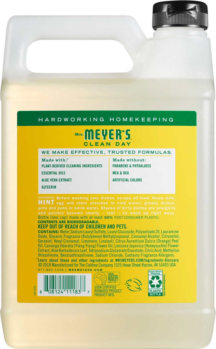 slide 3 of 3, Mrs. Meyer's Clean Day Liquid Dish Soap Refill, Honeysuckle Scent, 48 Ounce Bottle, 48 fl oz