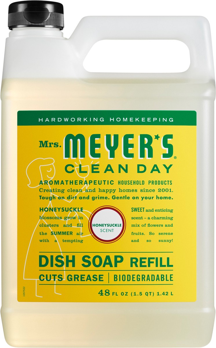 slide 2 of 3, Mrs. Meyer's Clean Day Liquid Dish Soap Refill, Honeysuckle Scent, 48 Ounce Bottle, 48 fl oz