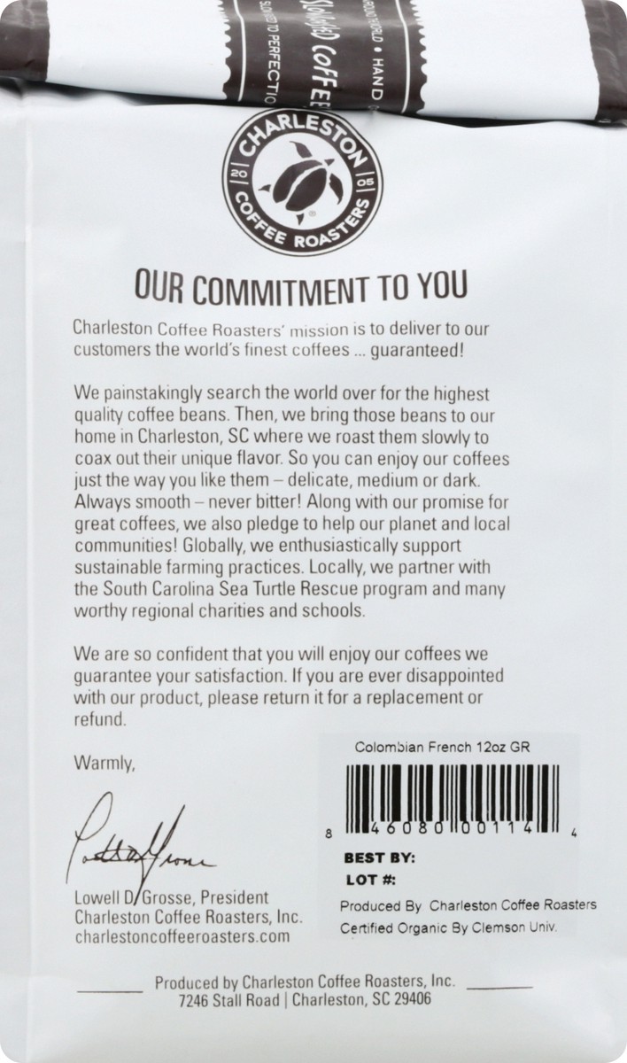 slide 3 of 11, Charleston Coffee Roasters Colombian French Roast Ground, 12 oz
