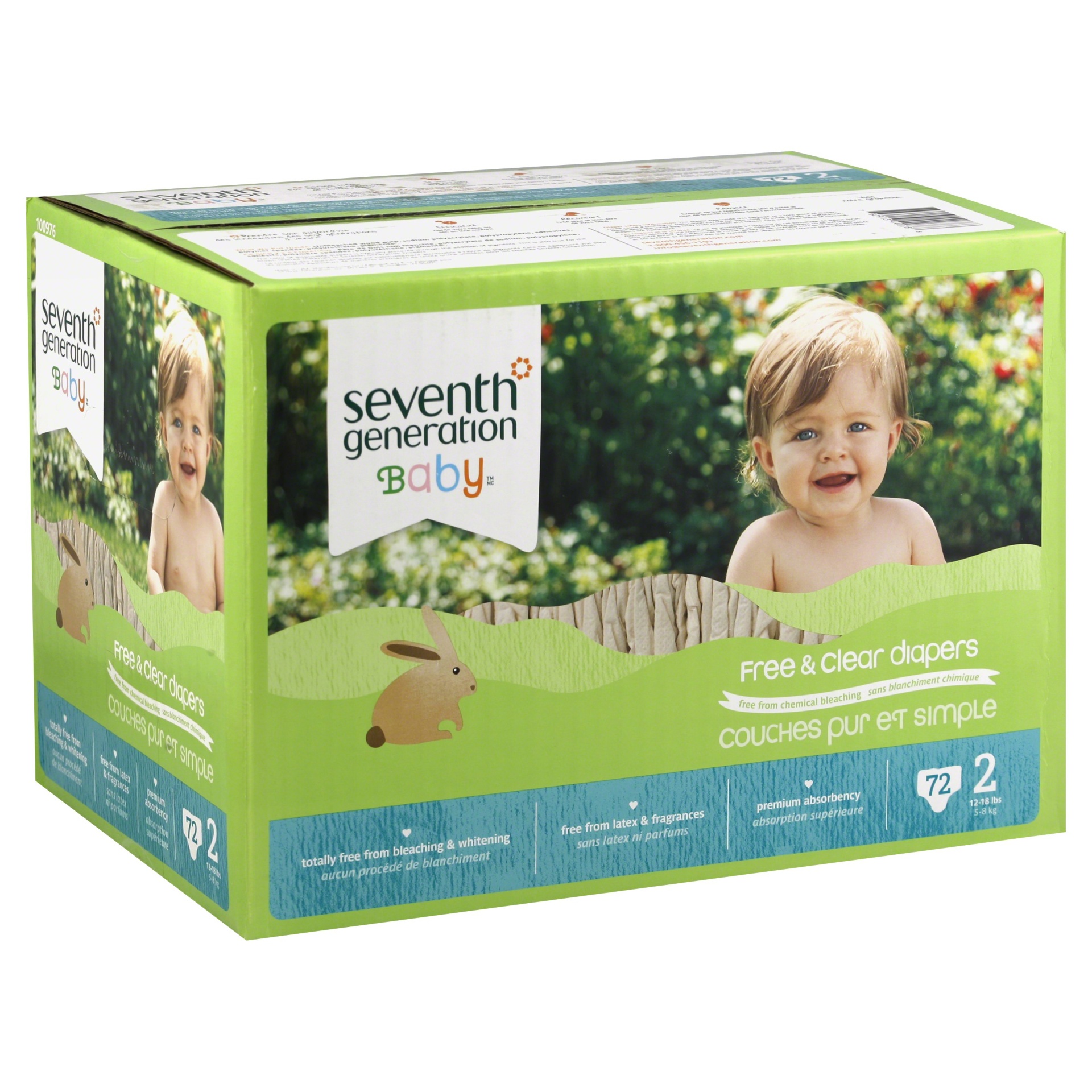 slide 1 of 1, Seventh Generation Diapers 72 ea, 72 ct