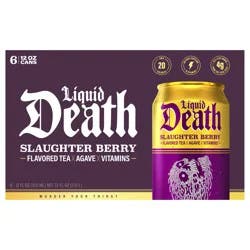 Liquid Death, Slaughter Berry Iced Tea, Raspberry Flavored Black Tea