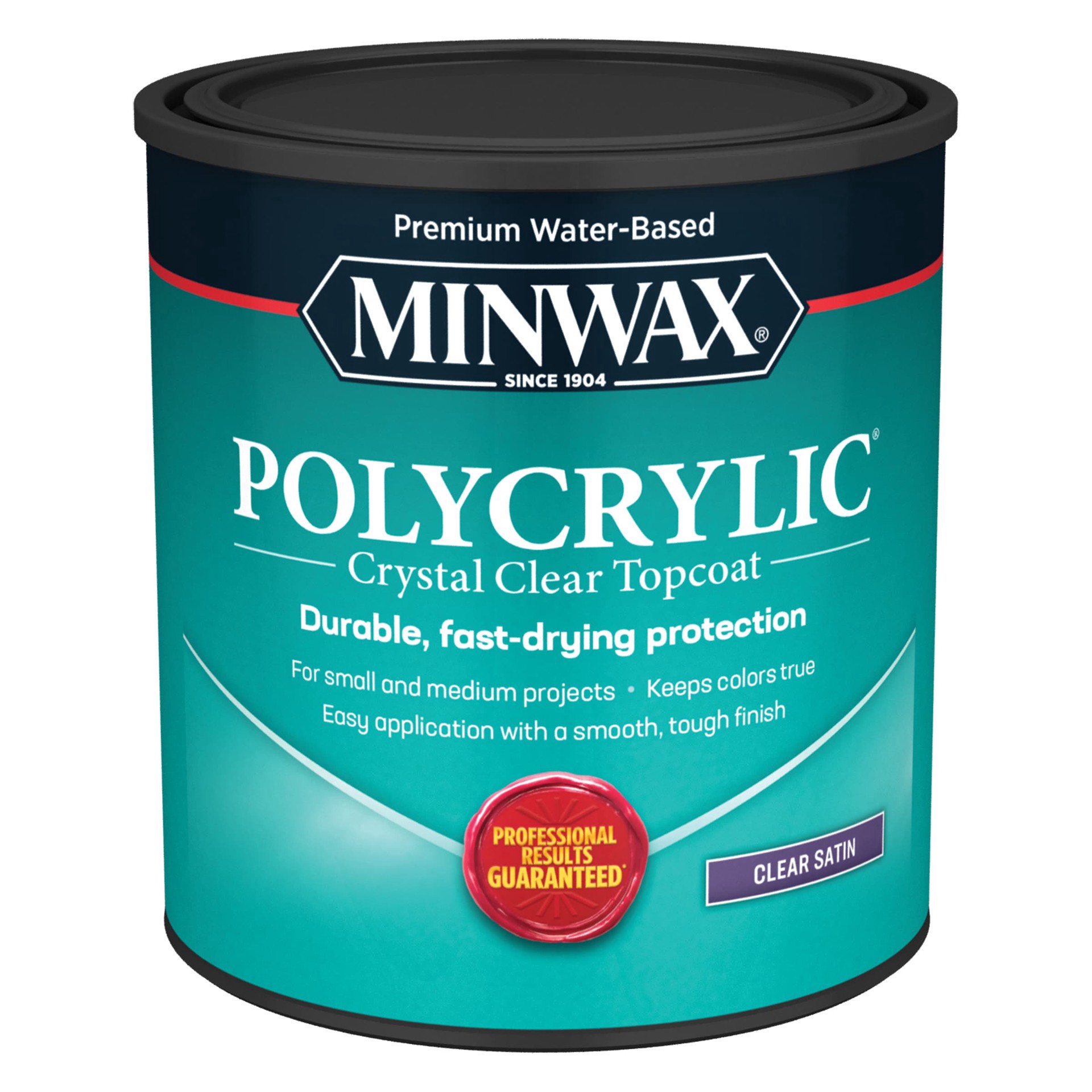 slide 1 of 6, Minwax Water Based Clear Satin Polycrylic Protective Finish, 1 qt