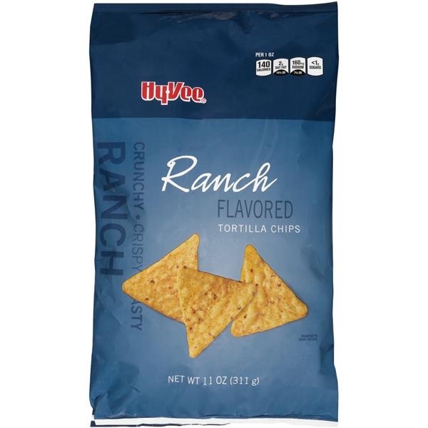slide 1 of 1, Hy-vee Ranch Flavored Tortilla Chips, 11 oz
