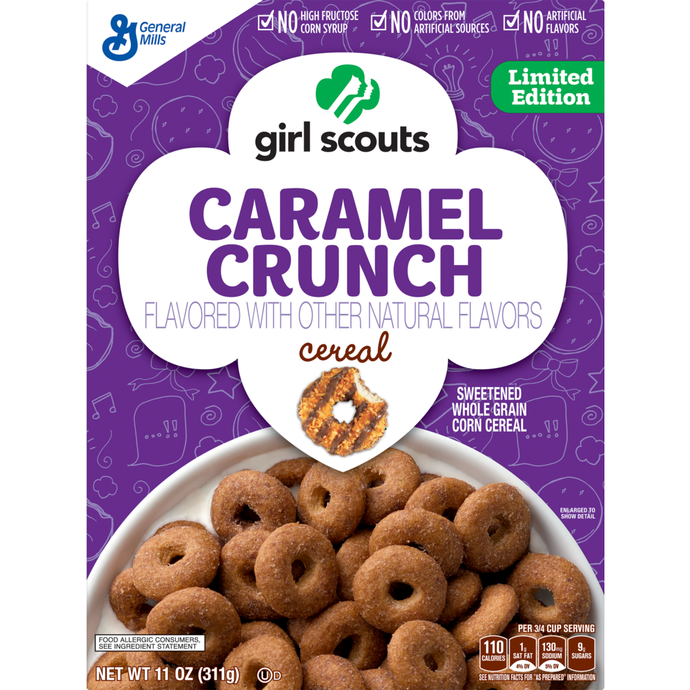 slide 1 of 6, General Mills Girl Scouts Limited Edition Caramel Crunch Cereal, 11 oz