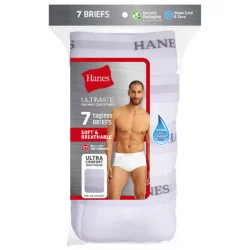 Hanes Ultimate Men's TAGLESS No Ride Up Briefs with Comfort Flex Waistband White, Medium