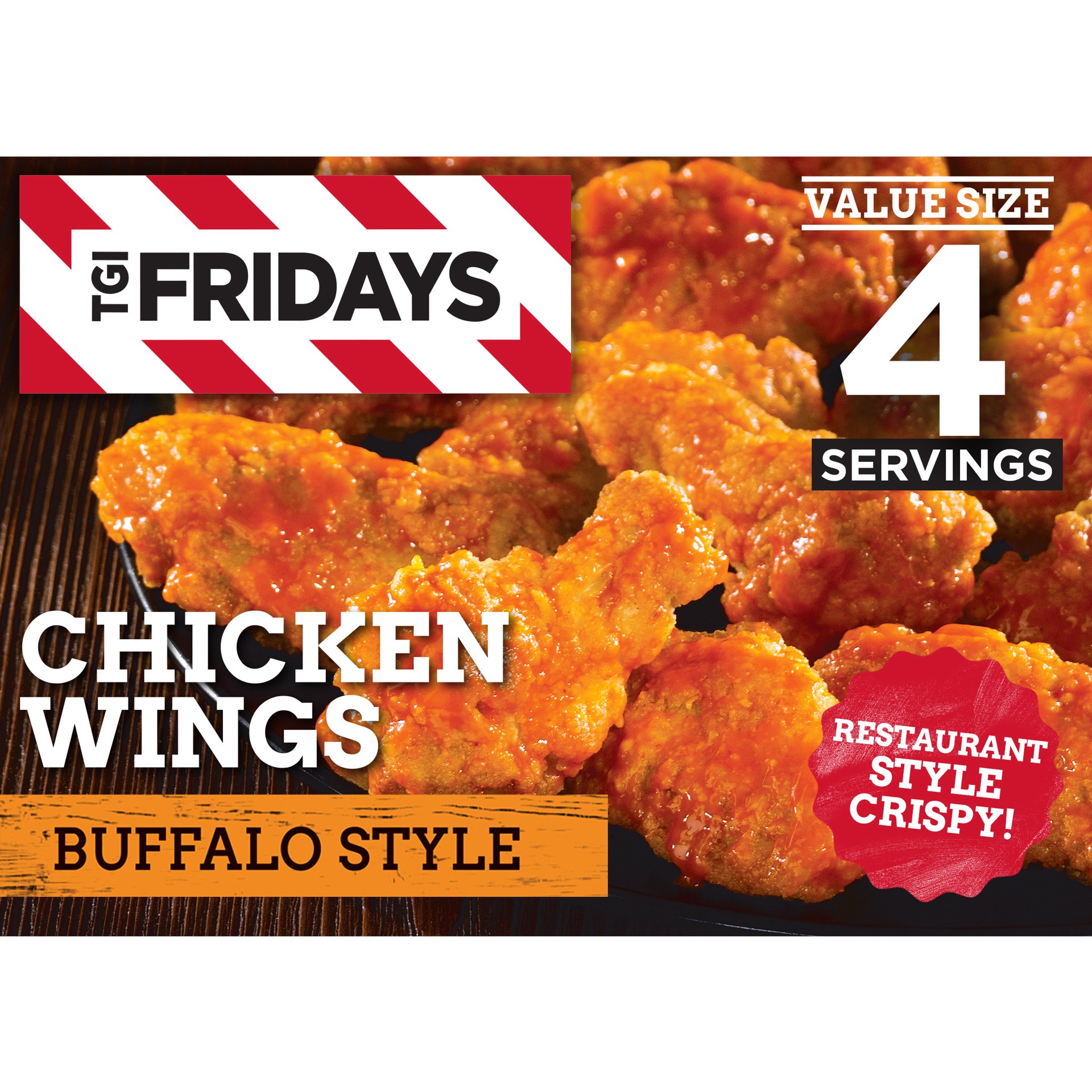 slide 1 of 5, T.G.I. Friday's Buffalo Style Chicken Wings, Frozen Appetizer, 25.5 oz Box, 25.5 oz