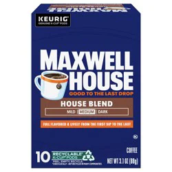 Maxwell House House Blend Medium Roast K-Cup Coffee Pods, 10 ct Box