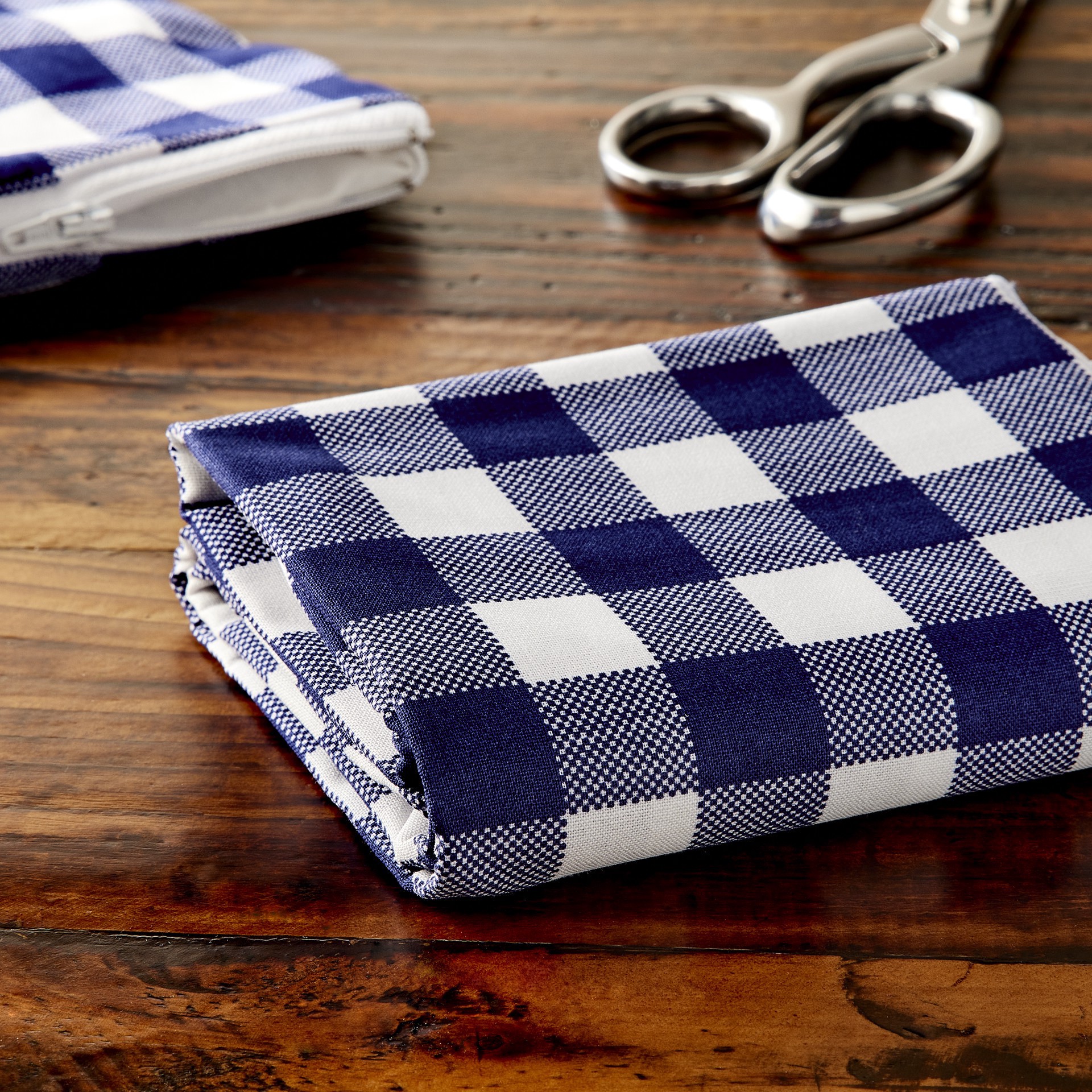 slide 3 of 4, Navy & White Buffalo Check Cotton Fabric Bundle By Loops & Threads, 1 yd