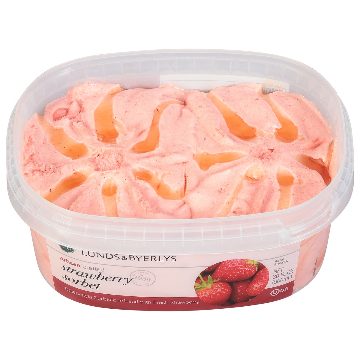 slide 1 of 9, Lunds & Byerlys Strawberry Sorbet 30 fl oz, 30 fl oz