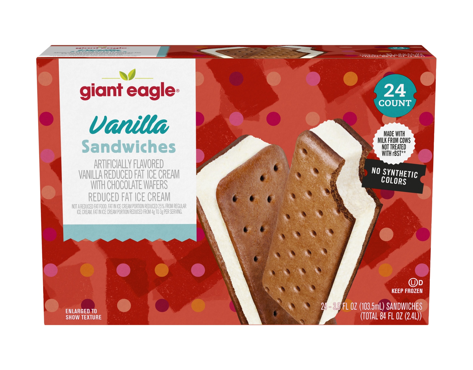 slide 1 of 1, Giant Eagle Vanilla Ice Cream Sandwiches, 24 ct