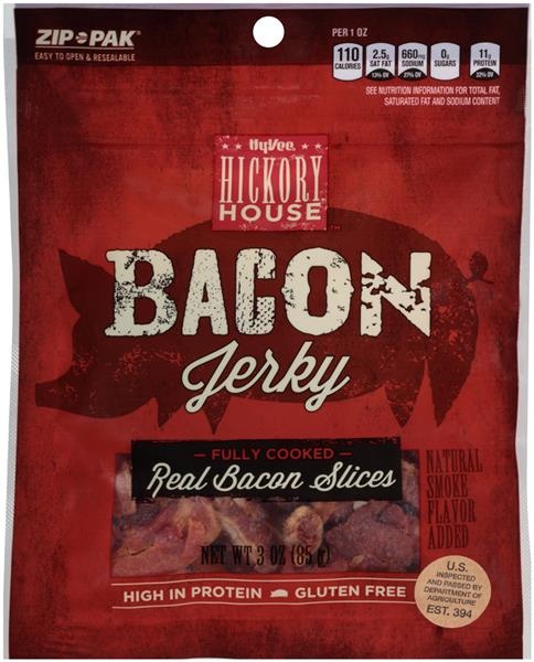 slide 1 of 1, Hy-vee Bacon Jerky, 3 oz