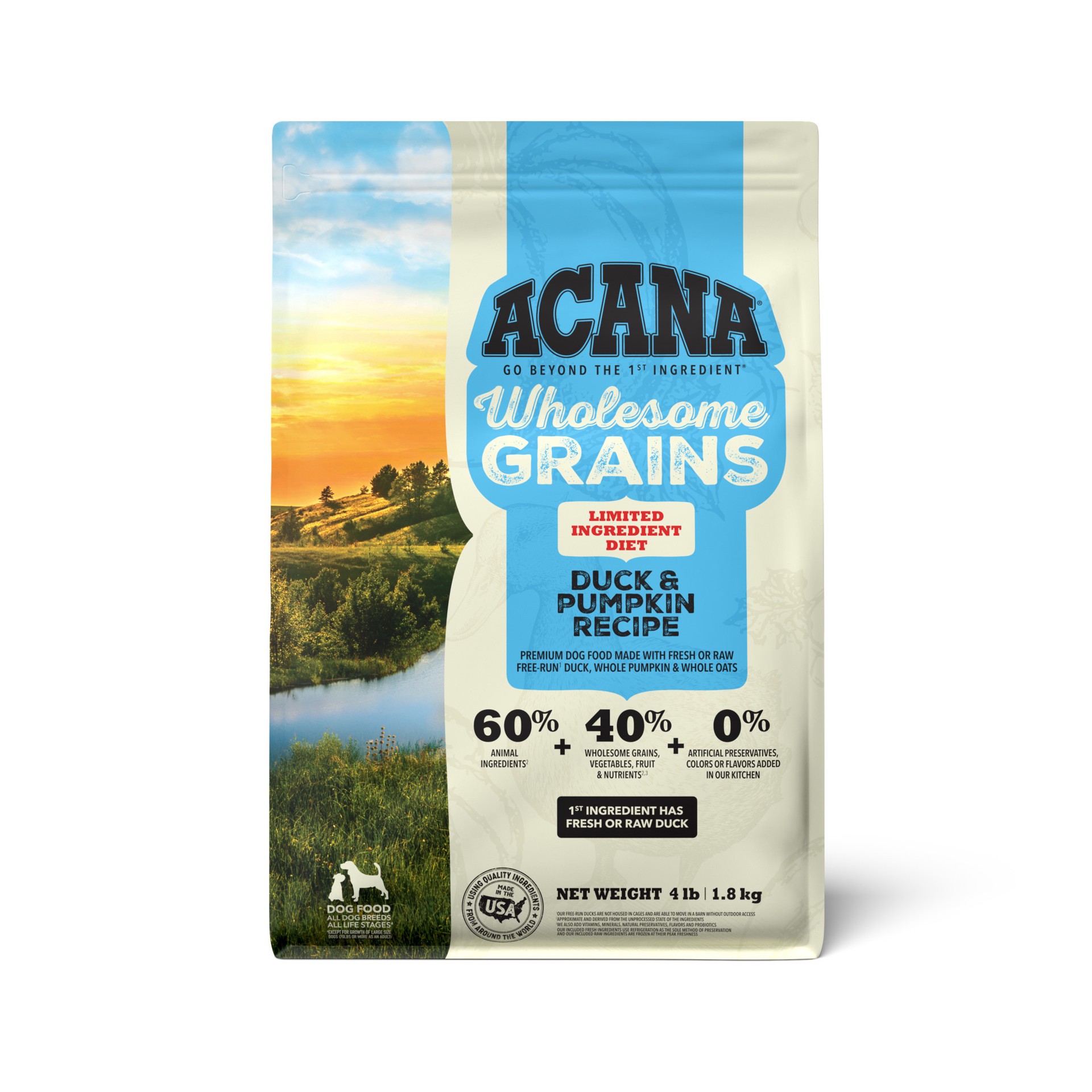 slide 1 of 3, ACANA Wholesome Grains Duck & Pumpkin 4lb, 4 lb