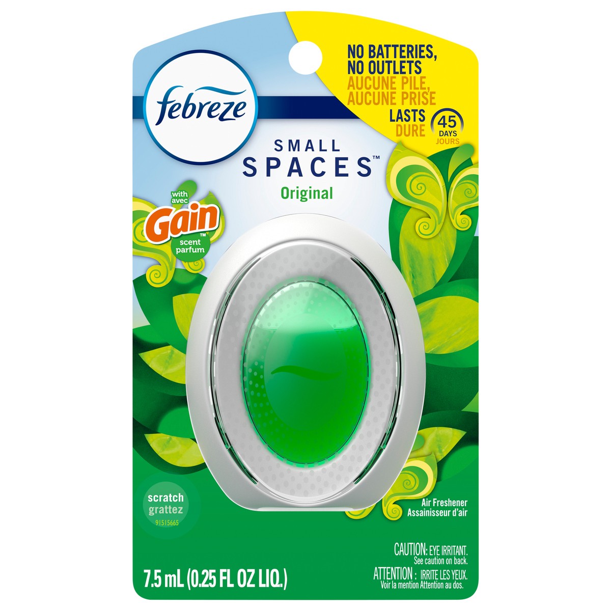 slide 1 of 6, Febreze Small Spaces Air Freshener, Gain Original Scent, .25 oz, 1 Count, 0.25 fl oz