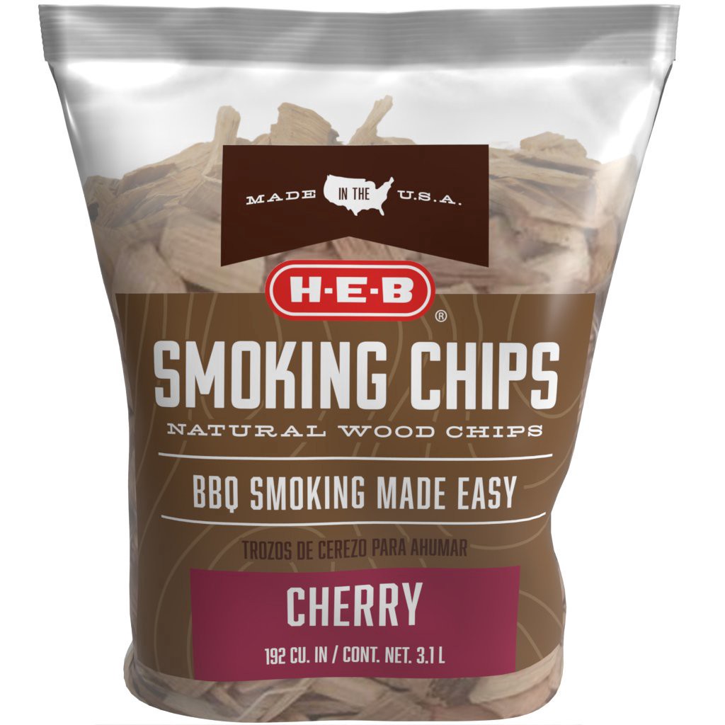 slide 1 of 1, H-E-B Cherry Smoking Wood Chips, 192 cin