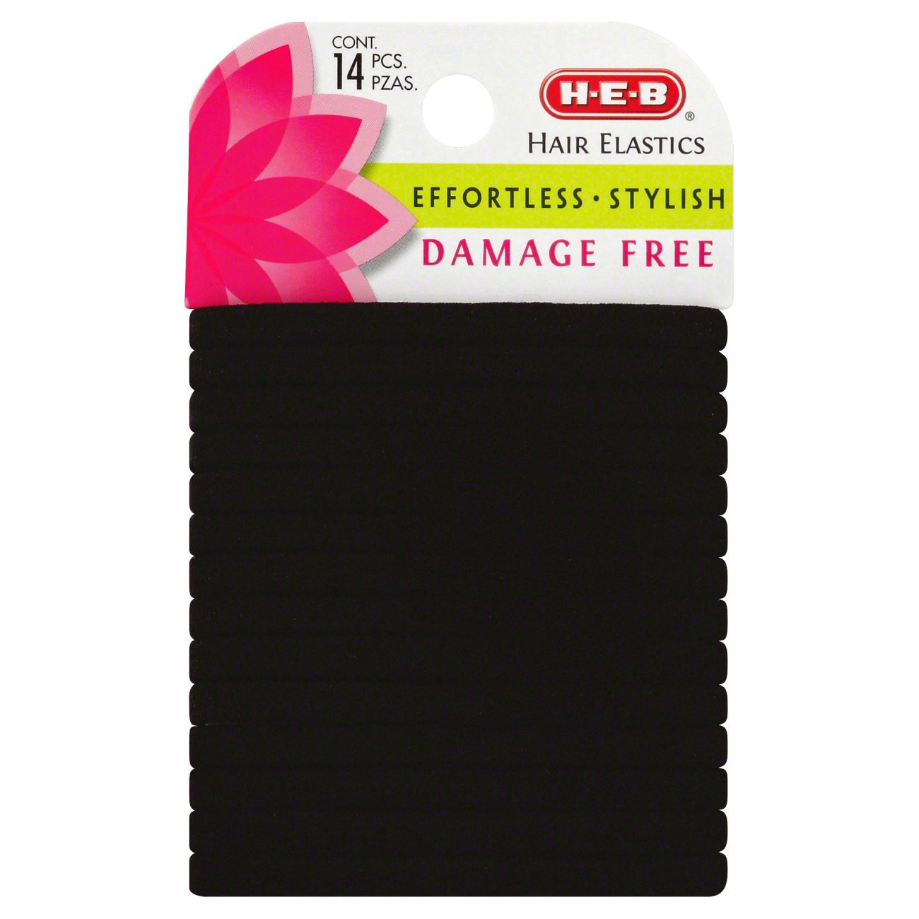 slide 1 of 1, H-E-B Flat Damage Free Black Hair Elastics, 14 ct
