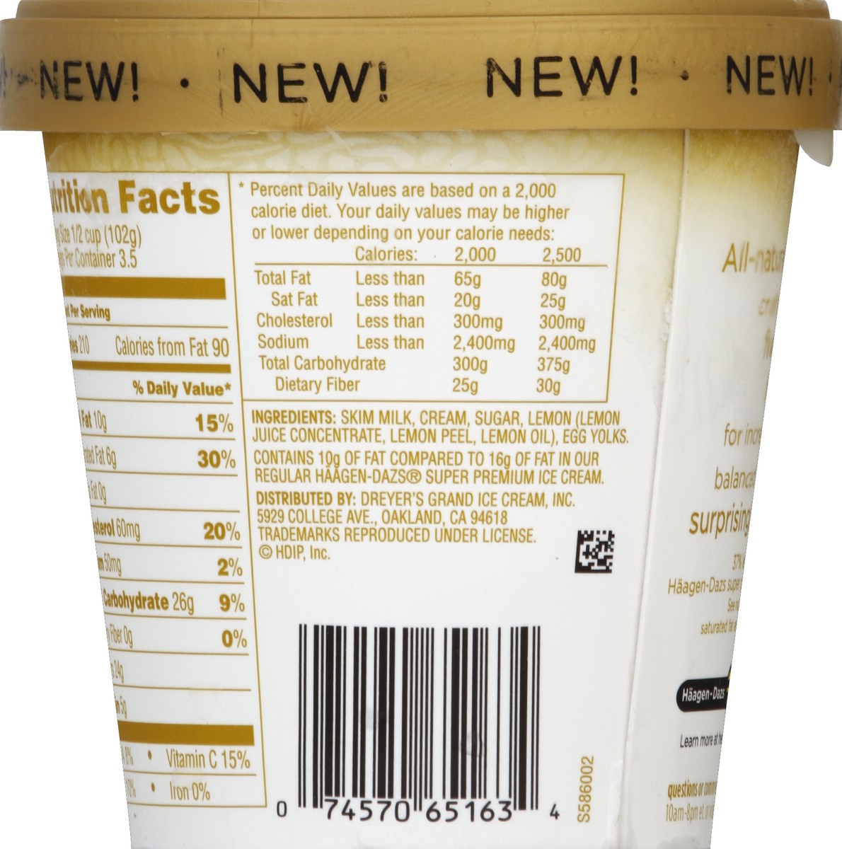 slide 6 of 6, Häagen-Dazs Ice Cream, Lemon, 14 oz